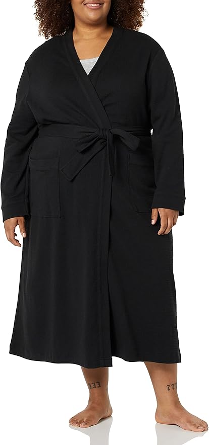 Amazon Essentials Women's Lightweight Waffle Full-Length Bath Robe with Pockets (Available in Plus Size)