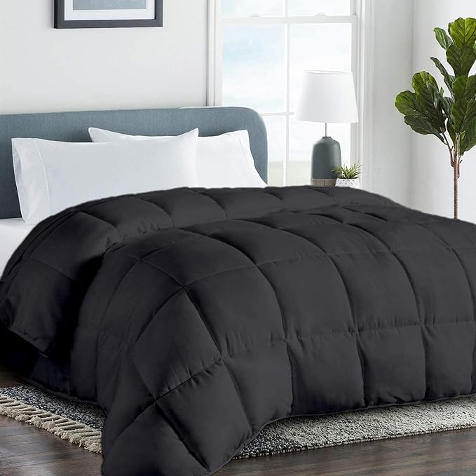 All Season Hypoallergenic Luxurious Down Alternative Cotton Comforter, Ultra-Soft 750 Fill-Power California King Size Measure 102" x 96", Dark Gray