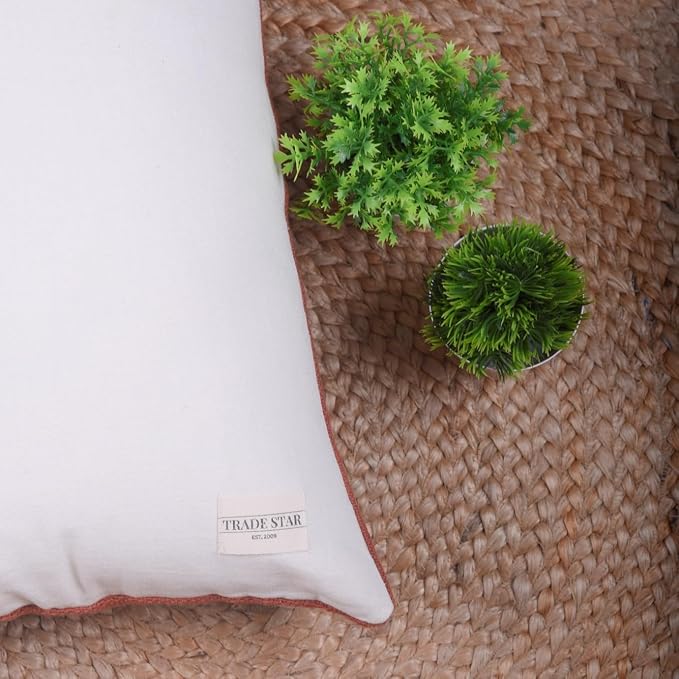 Trade Star Modern Mudcloth Cushion Case 100% Cotton Pillow Cover Throw Cover Lumbar Boho Pillow Cases Fall Decor Cushion Case for Couch Decorative (Rust Solid 12X24 INCHES)