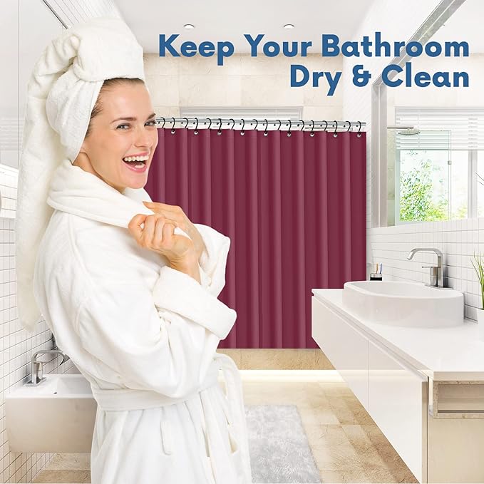 No Smell Shower Curtain Liner 72x72 Burgundy - PEVA Plastic Shower Curtain for Bathroom, PVC-Free Waterproof Burgundy Shower Liner with Metal Grommets and Magnet-Weighted Bottom Hem - Washable Liner