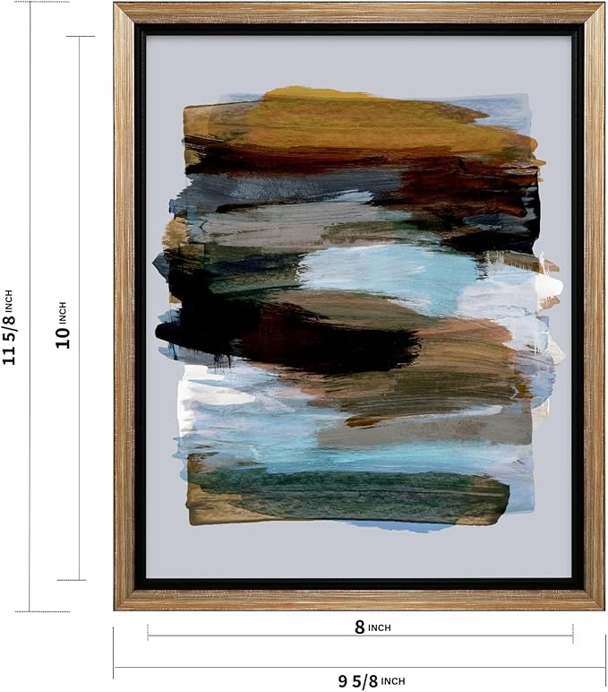 Monem Art Abstract Earth Tone Brushstroke Print - Modern Painterly Art Poster - Wall Decor for Living Room, Bedroom or Office - 8x10 Silver Framed CANVAS Wall Art by Mareike Bohmer