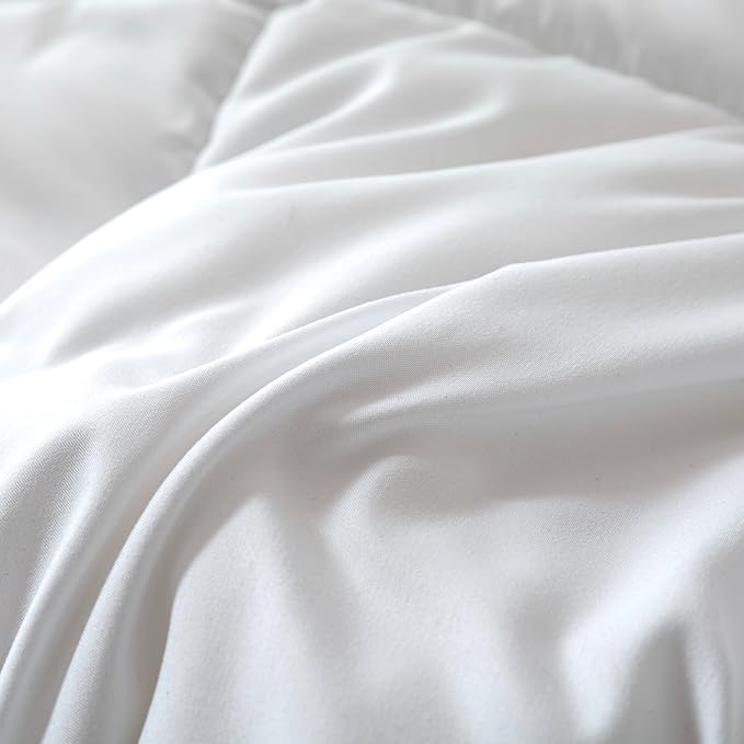 Dorrin Nessin King Size Down Alternative Comforter All Season Duvet Insert, Ultra Soft Double Brushed Microfiber Quilt Cover, Classic Box Stitched with Corner Tabs, White Color