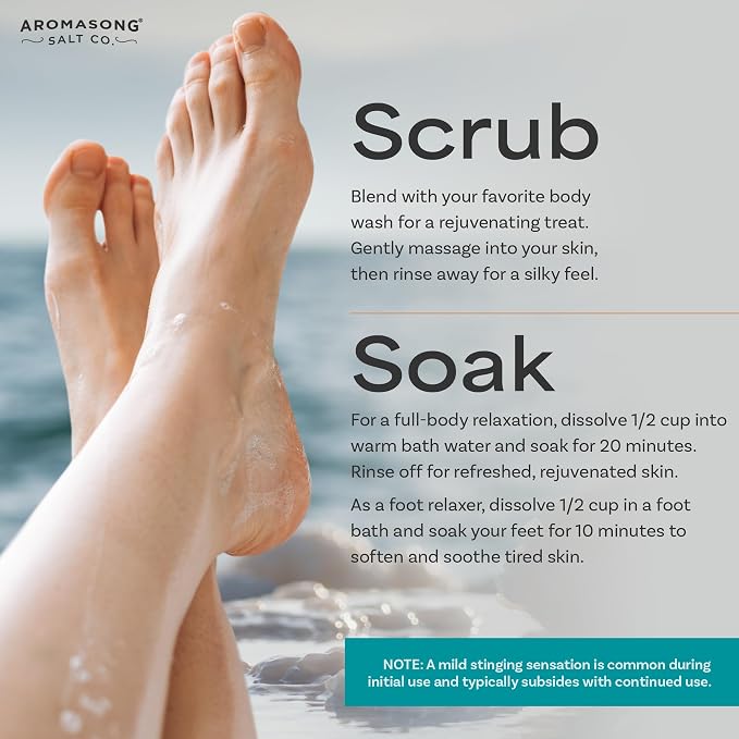 Aromasong Dead Sea Relaxation Bundle: 5 lbs Raw Dead Sea Salt + 3 lbs Magnesium Flakes for Bath Soaks and Skin Care