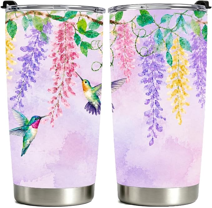Cute Hummingbird Tumbler, 20oz Stainless Steel Coffee Tea Mug with Lid，Birthday Gifts for Mom Women Girls, Travel Cup for Christmas, Thanksgiving and Holiday