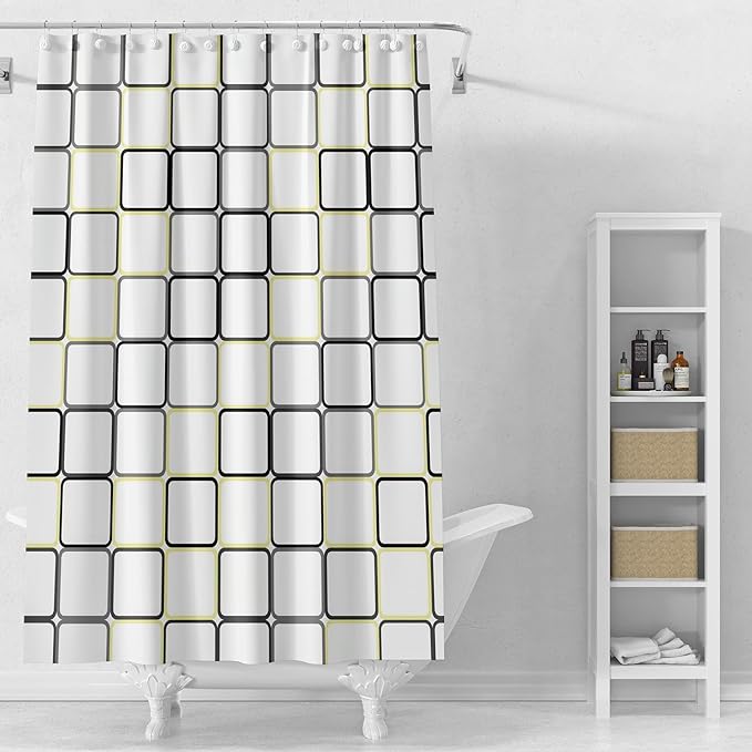 TIKABC Shower Curtain Liner, 4G PEVA Shower Liner, Plastic Waterproof Shower Curtains, 72x72 inch with Grommet Holes 3 Magnetic Weights