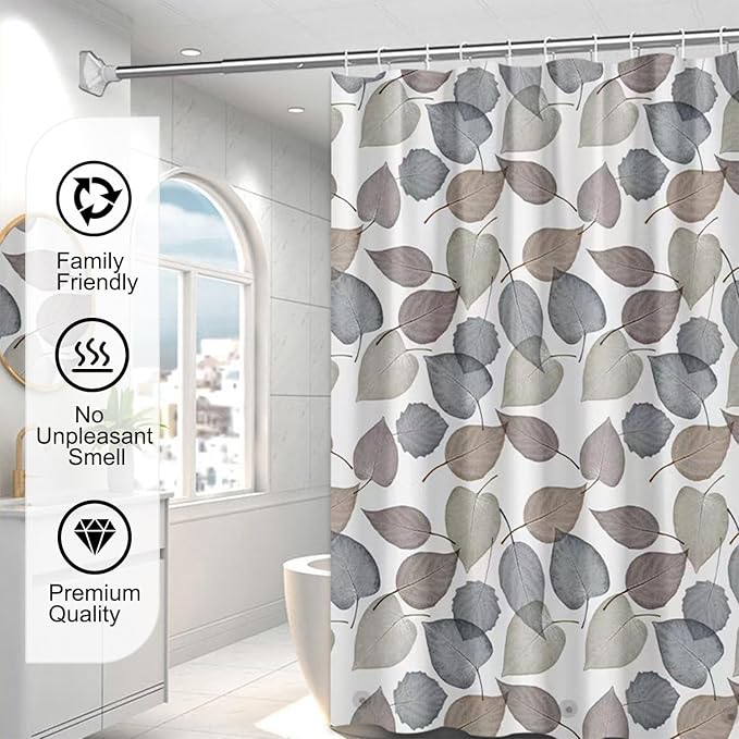 TIKABC Shower Curtain Liner, 4G PEVA Shower Liner, Plastic Waterproof Shower Curtains, 72x72 inch with Grommet Holes 3 Magnetic Weights