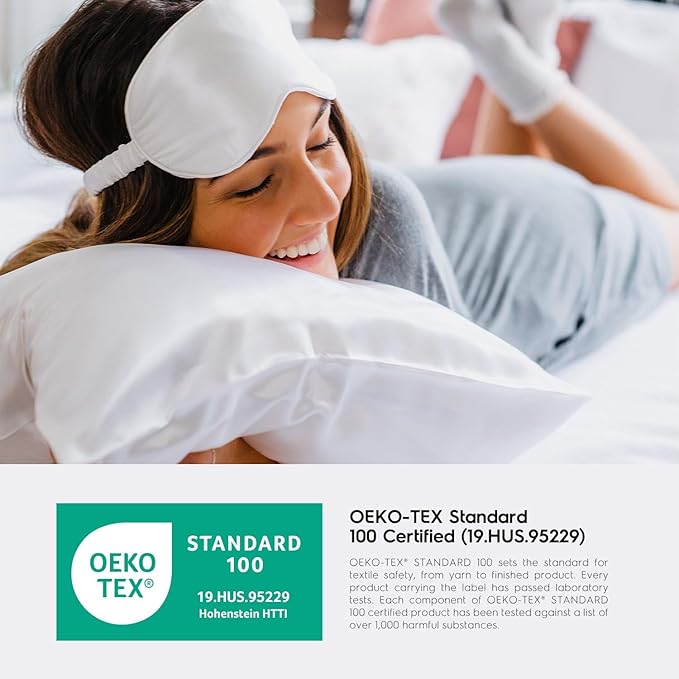 Tafts Silk Pillow Cases - 22mm 100% Pure Mulberry 6A Silk Pillowcase for Hair & Skin with Envelope Closure, Cooling, Natural, Organic, Double Sided Silk Pillow Case (Cool White, Queen 20x30 2pc)