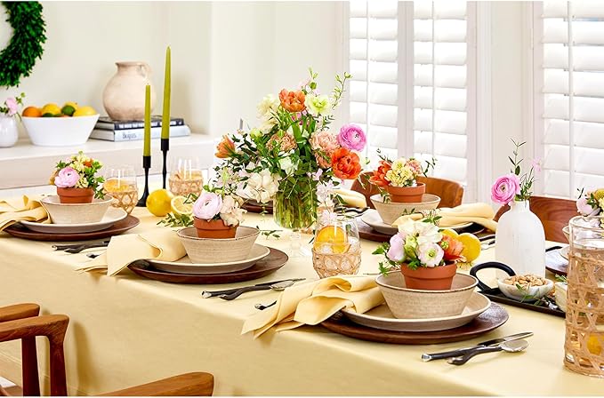 Solino Home Linen Tablecloth for Rectangle Tables 60 x 108 Inch - 100% Pure Linen Golden Straw Table Cloth - Fete, Machine Washable Cloth Tablecloth for Summer