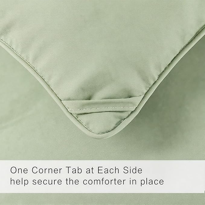 COHOME Twin/Twin XL Size Comforter, All-Season Quilted Down Alternative Duvet Insert, Luxury Hotel GentleSoft Comforter with Anti-Clump Tech & 8 Tabs - Reversible - Sage Green 64x88 inches