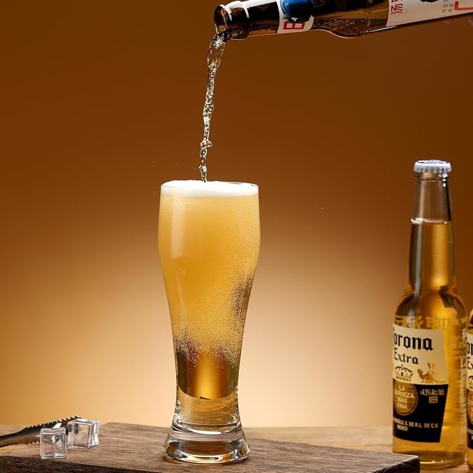 Wlasss Beer Glasses Set of 6,15 oz Glasses Drinking Set, Craft Pint Glasses for Freezer Supply Aroma Retention, Tall Beer Mug and Glassware,Unique Gifts for Christmas