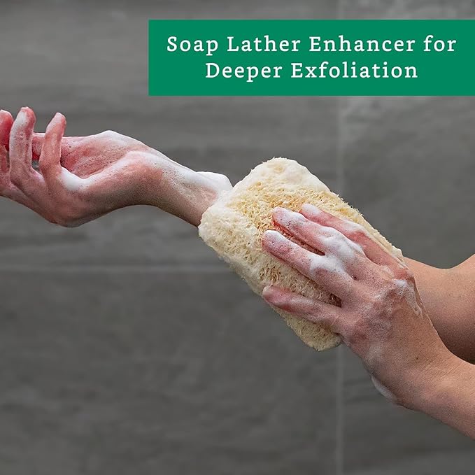 TECHSUPREME Natural Loofah Exfoliating Sponge (3 Pack) - Loofa Exfoliating Body Scrubber - Biodegradable Organic Loofah Sponge - Shower Luffa Sponges - Shower Lufa (Rectangular)
