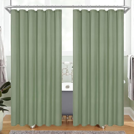 MitoVilla 2 Pack Sage Green Fabric Shower Curtain Liner - 72" W x 72" H, Simple Shower Curtain or Liner for Modern Neutral Hotel Bathroom Decor, Waterproof Cloth & Hotel Quality