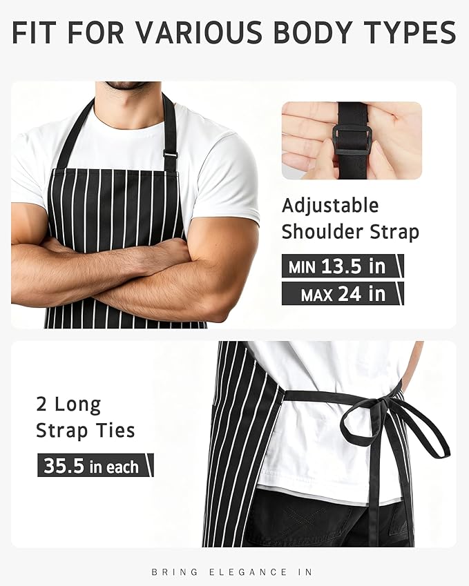 Syntus Chef Apron for Men Women Kitchen Cooking Apron with Pockets, Adjustable Bib Aprons Stain Resistant
