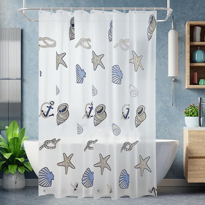 PEVA Shower Curtain, Water Repellent Premium Bathroom Shower Curtain with 3 Magnetic Weights for Shower Stall, Bathtubs