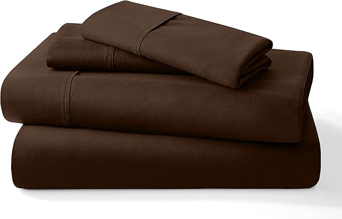 Pure 100% Certified Organic Cotton Bed Sheet Set 1000 Thread Count, 4 Piece Bedding Set, 24" Extra DEEP Pocket, Crisp and Cooling Sateen Weave, Eco-Friendly -(Chocolate, RV-King)