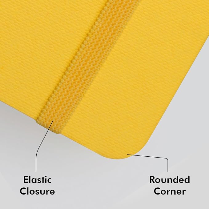 myPAPERCLIP Executive Series A5 Checks/Square Grid Notebook | 192 Pages, 80 GSM, Soft Cover, A5 (5.83 x 8.27 in) | Flat Lay | Bookmark, Elastic Closure & Back Pocket | Yellow