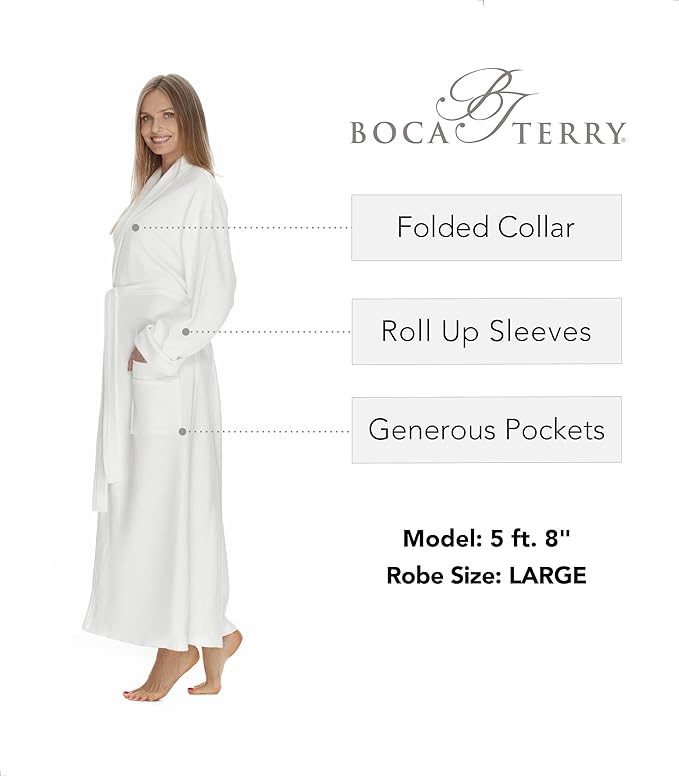 Boca Terry Women's Soft Waffle Knit Robe, Long Spa, Resort & Hotel Bathrobe, Luxury Bath Robe