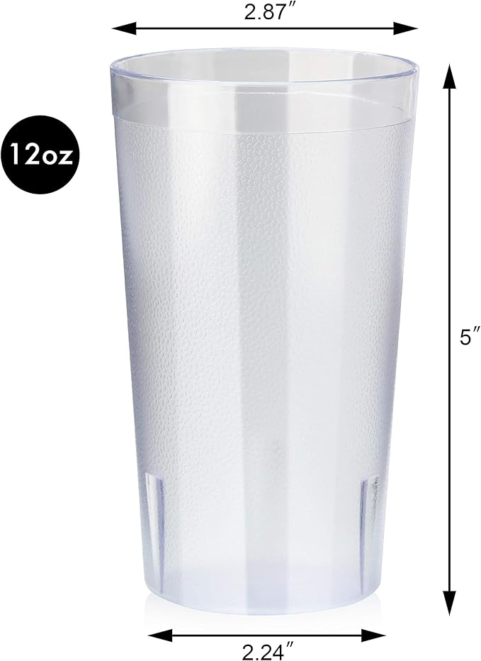 New Star Foodservice Restaurant-Grade Polycarbonate Beverage Tumblers, 12 oz, Clear, Set of 12