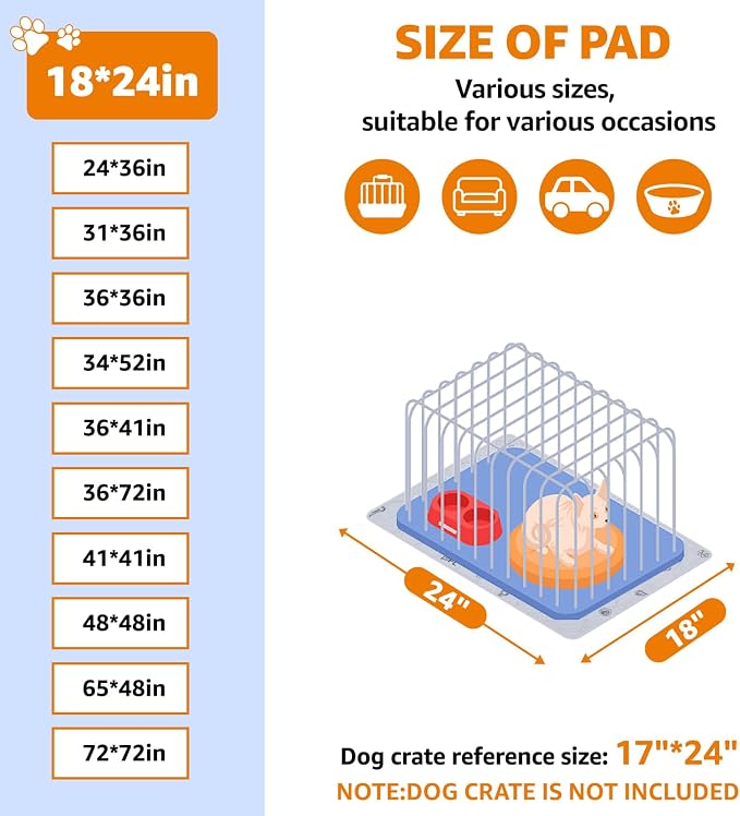 Washable Dog Pee Pads for Puppy, 4 Pack Puppy Pads Washable Pee Pads for Dogs, Absorbent Reusable Whelping Pads Dog Mats for Floor Protector, Couch Cover, Crate, Puppy Training 18x24