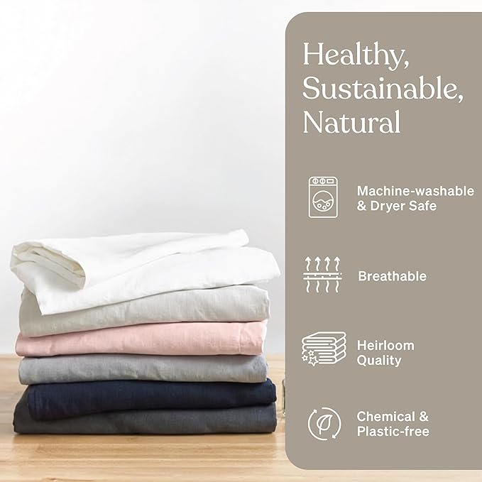 Baloo 100% French Linen Duvet Cover for Weighted Blanket (White - 60"x80" - Full/Queen Size) | Cooling, Soft & Durable | Machine Washable & Dryer Safe | Oeko-TEX® Standard 100 Certified