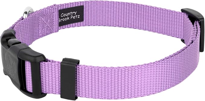 Country Brook Petz - Everyday Nylon Dog Collar and Leash - 10+ Cool Colors (3/8 Inch, 2XS, Lavender)