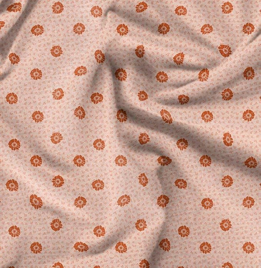 Soimoi Silky Satin Fabric Material, 1 Yard - 42" Inch Width, Orange - Floral Print - Soft Shiny Fabric for Dress, Pillowcases, Pajamas, Evening Dress, DIY