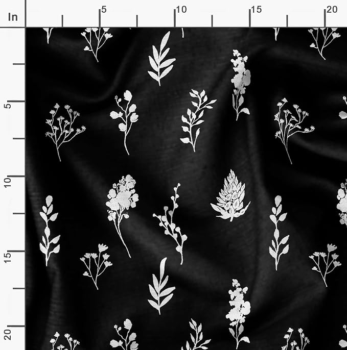 Soimoi Heavyweight Cotton Poplin Fabric Material, Black - Floral Printed - 42" Inch Width, Natural Cotton Material for Quilt Making, Dresses, Skirts, Pajamas, Pillowcases, Tablecloths, Kurtis, 1 Yard