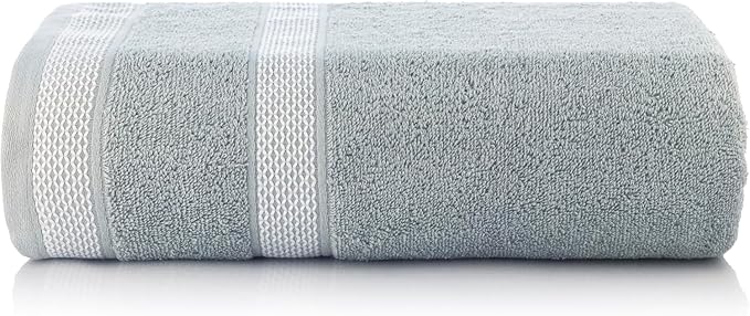 CASA COPENHAGEN Solitaire 6Pcs 100% Egyptian Cotton Large Designer Towels Gift Set- Silver, 600GSM, 2Bath 2Hand 2Washcloths, Bath Towels for Bathroom Set for Women & Men