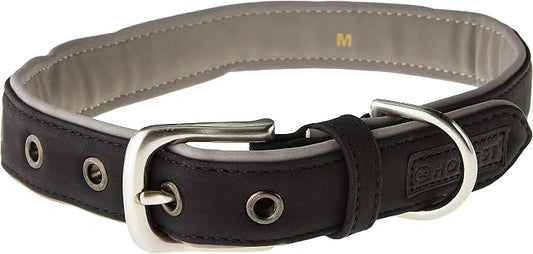 HonestBaby Collars and Leash Sets Braided and Vegan Suede for Dogs Organic Cotton for Pets, Black/Gray, Medium