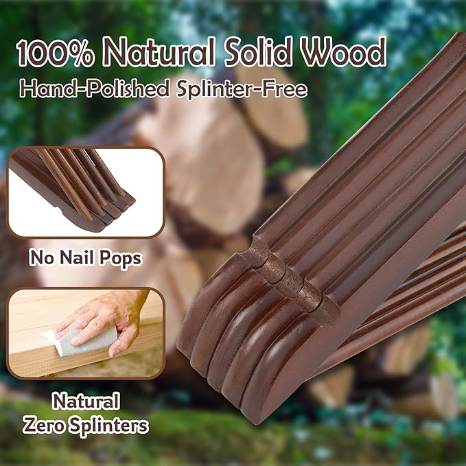 Solid Wooden Hangers, 30 Pack Walnut Slim Wood Hangers with Extra Smooth Finish, Precisely Cut Notches and Chrome Swivel Hook, Wooden Clothes Hangers for Shirt Suit Jacket Dress