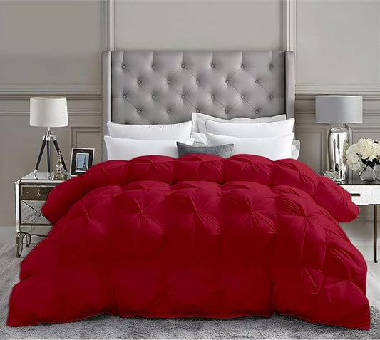 Alaskan King Down Alternative Comforter 136x120 Inch Burgundy – 500 GSM Ultra Soft Breathable, Luxury Pintuck Pinch Pleat, All Season Duvet Insert with Corner Tabs, Machine Washable