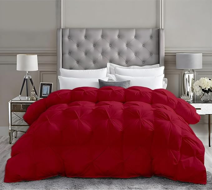 Oversized King Down Alternative Comforter 116x98 Inch Burgundy – 500 GSM Ultra Soft Breathable, Luxury Pintuck Pinch Pleat, All Season Duvet Insert with Corner Tabs, Machine Washable