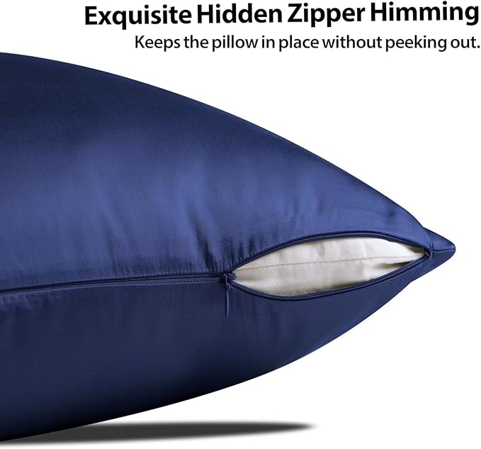 4 Pack Cooling Pillow Cases,Viscose Derived from Bamboo Pillow Protectors Queen Size Set of 4, 400 Thread Count Soft Silky Breathable Summer Pillow Cover with Zipper Hidden (4PCS, Queen,Navy Blue)