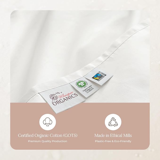 Organic California King Fitted Sheet Only Deep Pocket - 100% Organic Cotton Sheets with 300 Thread Count Sateen Weave GOTS & Fairtrade Certified - Soft Fitted Bed Sheets Only (White, Cal King)