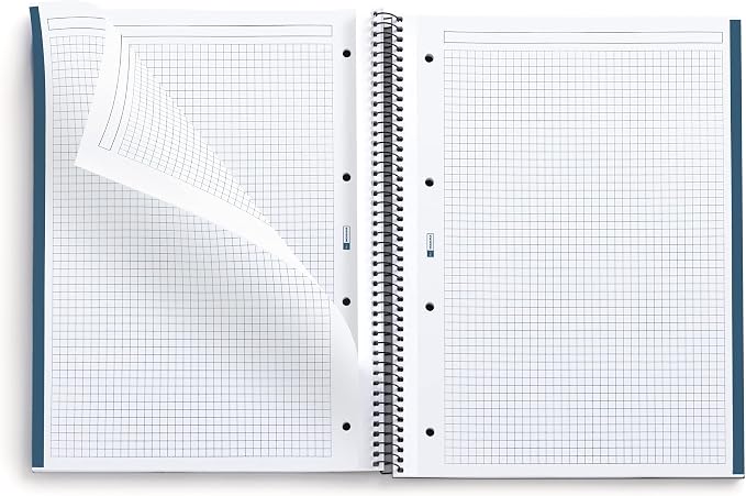Miquelrius - 100% Recycled Notebook Notebook, 1 Colour Stripe, A4, 80 Sheets of 5 mm, 80 g Paper, 4 Drills, Recycled Cardboard Cover, Eco Moon Design