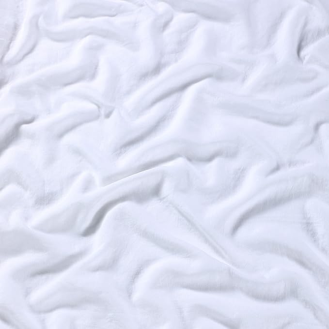 Sijo Stone Washed Organic French Linen Bed Sheet Set, GOTS Certified Organic, Best Cooling Linen Sheet Award by Sleep Foundation, 1 Flat Sheet Only (Snow, Full/Queen)