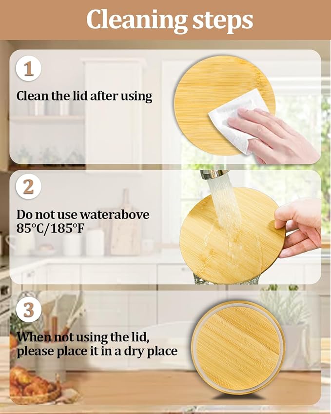 Replacement Wooden Lids for Pyrex, Anchor Hocking Glass Containers 7201-PC*4, Bamboo Lids for Pyrex 4Cup Glass Bowls, Bowl Covers with Leakproof Silicone Gasket 4 Pack