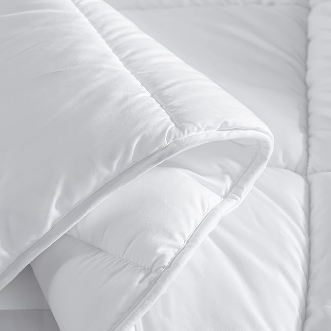 Dorrin Nessin Bedding White Winter Extra Fluffy Twin Size Down Alternative Comforter, Heavyweight All Season Fiberfill Comforter Duvet Insert with 8 Corner Tabs