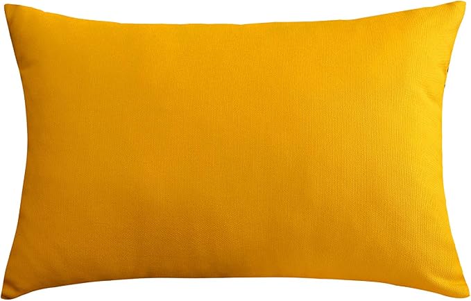 TangDepot Handmade Decorative Solid 100% Cotton Canvas Throw Pillow Covers/Pillow Shams, (12" x20" , Gold Yellow, 1 Count (Pack of 1)) | 100% cotton, same-color zip, machine wash & air dry. For living room, bedroom, office, car. 42 colors, 112 sizes. C...