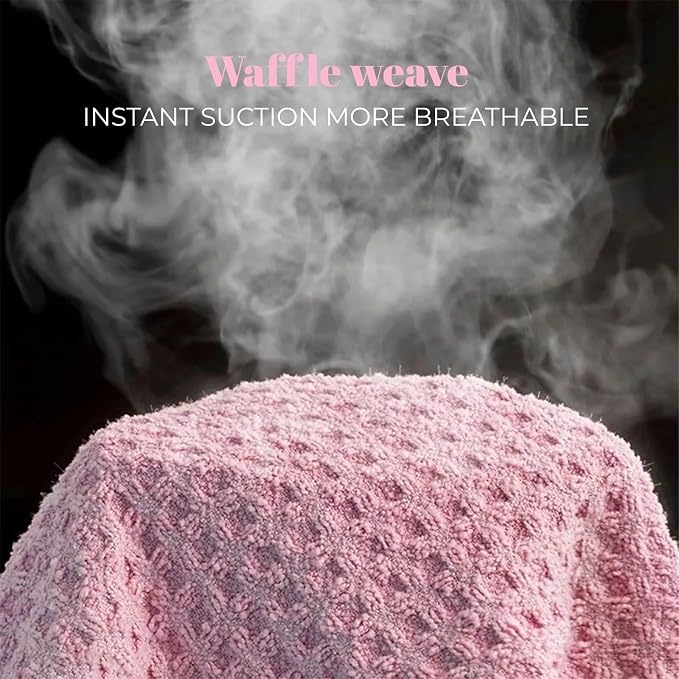 MaopaoBeauty Microfiber Hair Towel Wrap - 2Pack Hair Head Drying Curly Fast Absorbent Dry Anti Frizz Twist Plopping Long Shower for Women (2Packs,Green and Pink,10.6x27.5inch)