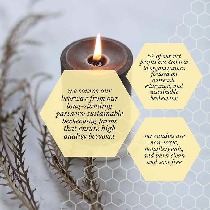 Big Dipper Wax Works Black Pillar Candle, 40-Hour Long Burn, Pure Beeswax Candle, 2" x 4.75”