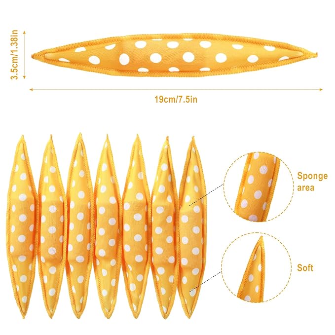 Bememo 40 Pieces Soft Curlers Hair Rollers Overnight Heatless Pillow Rollers for Hair Satin Sponge Curlers to Sleep in No Heat for Long Short Styling Tools(Yellow)