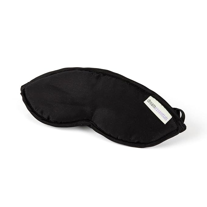 Dream Essentials Natura Organic Cotton Sleep Mask | Midnight Black | Eye Mask for Sleeping, Light Blocking Soft Sleep Eye Cover with Eco Wool Padding | Made in USA Travel Accessories