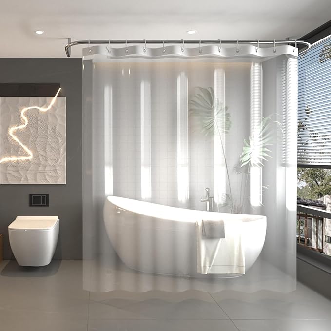 Clear Shower Curatain Liner - PEVA Waterproof Shower Curtain Liner with Rustproof Grommets with 12 Hooks, Lightweight Standard - 72x78 (Clear Standard)