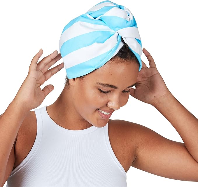 Dock & Bay Turban Hair Towel - for Home & the Beach - Super Absorbent, Quick Dry - Tulum Blue, One Size