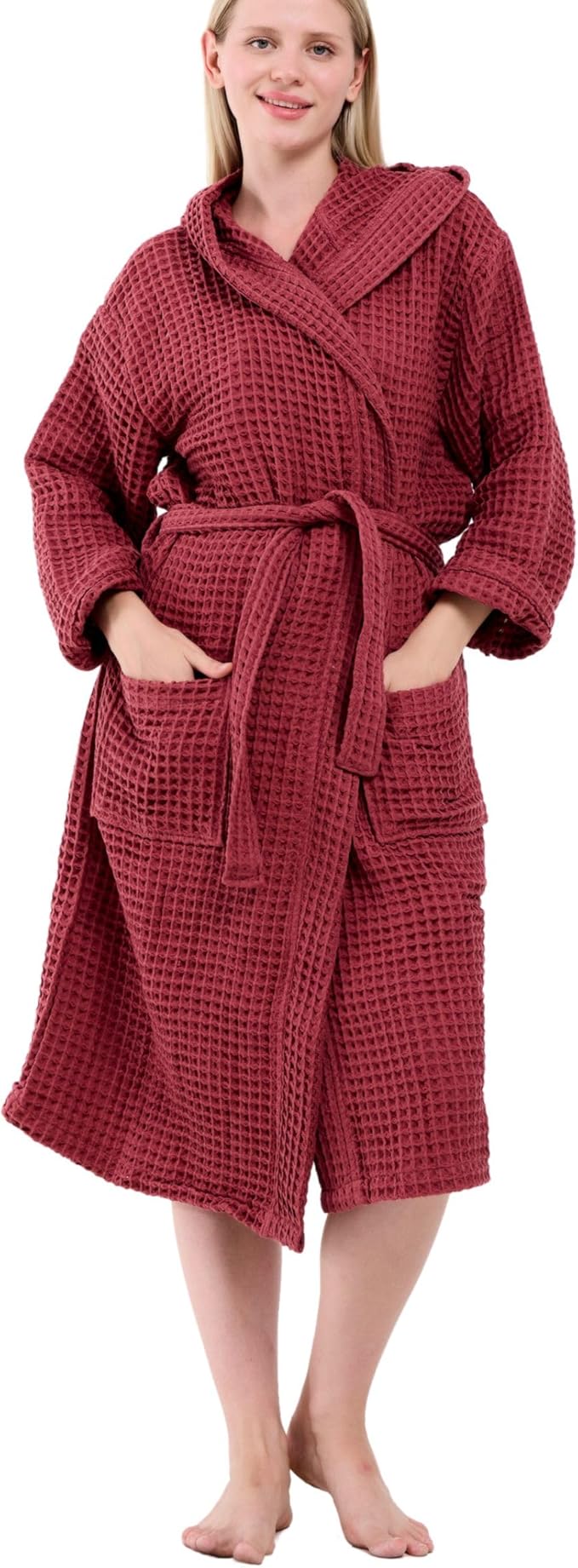 100% Turkish Cotton Waffle Bathrobe for Women