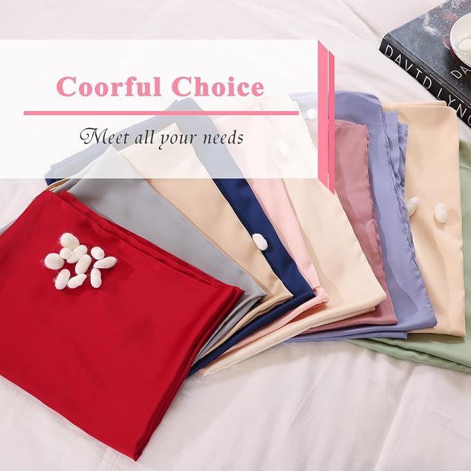 100% Pure Silk Pillowcase 2 Pack for Hair and Skin, Both Sides 23 Momme Grade 6A+ Mulberry Silk Pillowcases with Hidden Zipper, Soft&Smooth Cooling Pillow Cases (White, Standard 20x26)