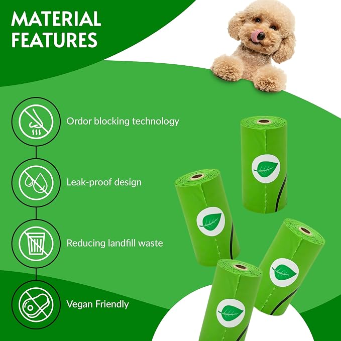 100% Certified Compostable Dog Poop Bags, Plant Based.Biodegradable Waste Bags,Unscented Extra Strong, 240 count. 16 rolls. 13X9".Home compostable, Leak Proof. ASTM D6400 & EN13432 Compliant.