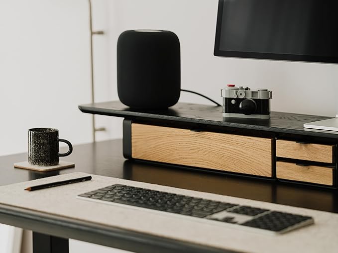 OAKYWOOD Large Modular Drawer – Solid Wood Desk Organizer with Drawers – Document Holder & Office Storage – For Home Office Use – Black Oak – Single Size
