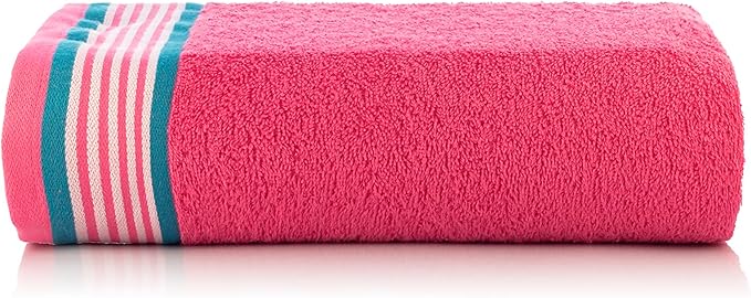 CASA COPENHAGEN He & She 6Pcs 100% Egyptian Cotton Large Designer Towels Gift Set- Cyan - Pink, 550GSM, 2Bath 2Hand 2Washcloths, Bath Towels for Bathroom (Gift Set for Women & Men)